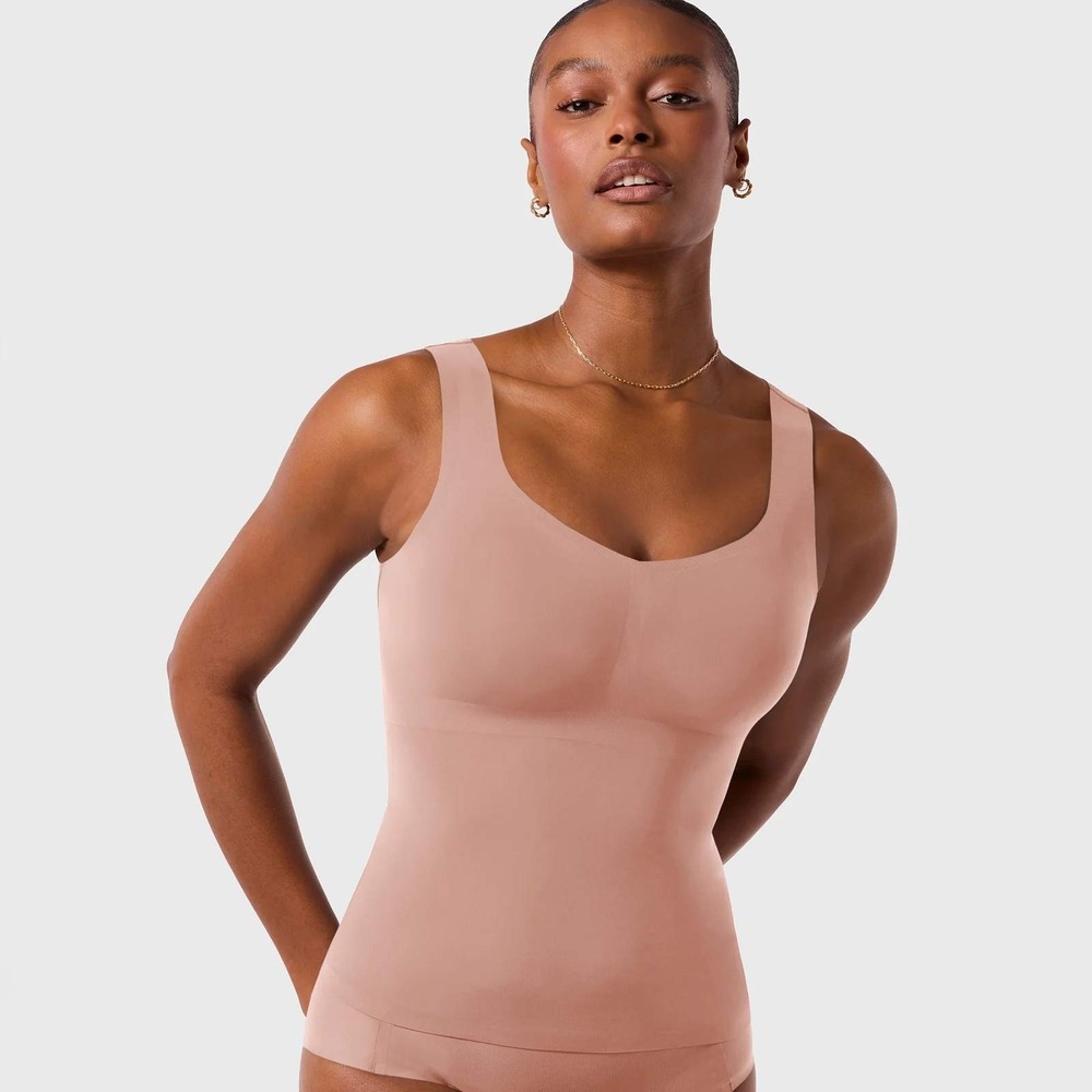 Evelyn & Bobbie Defy Bra Tank 3XL Pink Smoothing Wireless Shapewear Cami Top Tee
